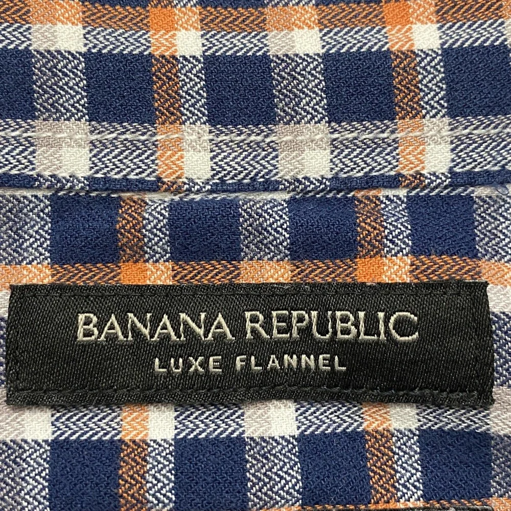 Banana Republic Luxe Flannel Slim Fit Mens Shirt L‎ Multicolor Plaid Long Sleeve